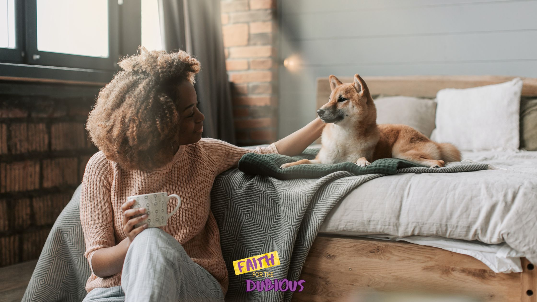 Woman who loves her dog and wants to pray the st francis of assisi prayer for pets